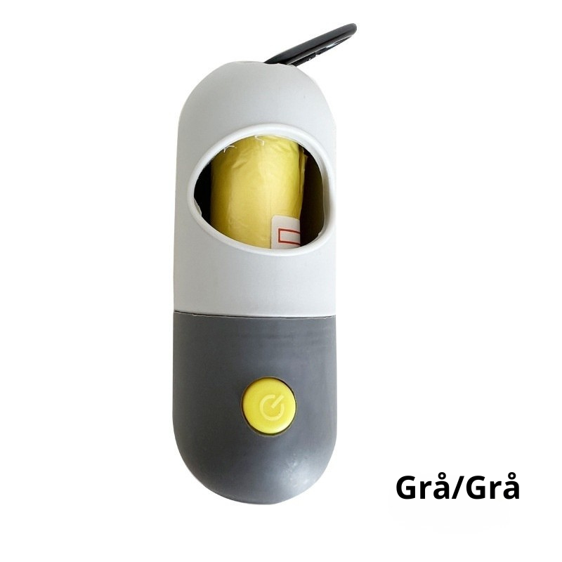 Hållare för hundbajspåsar med LED ficklampa