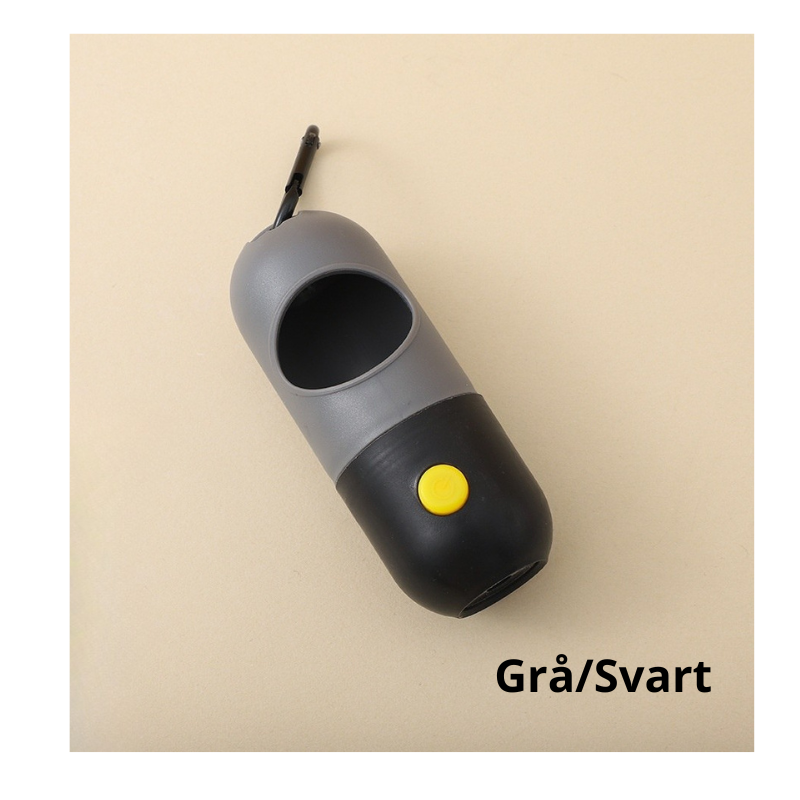 Hållare för hundbajspåsar med LED ficklampa