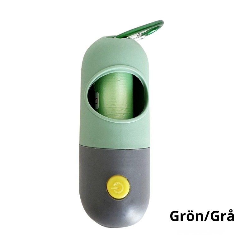 Hållare för hundbajspåsar med LED ficklampa