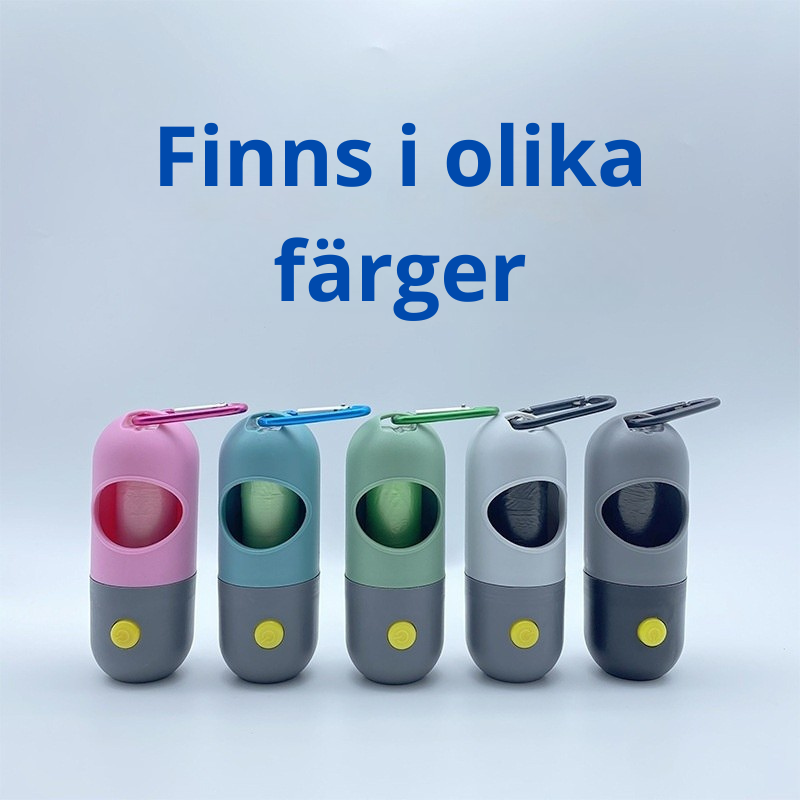 Hållare för hundbajspåsar med LED ficklampa